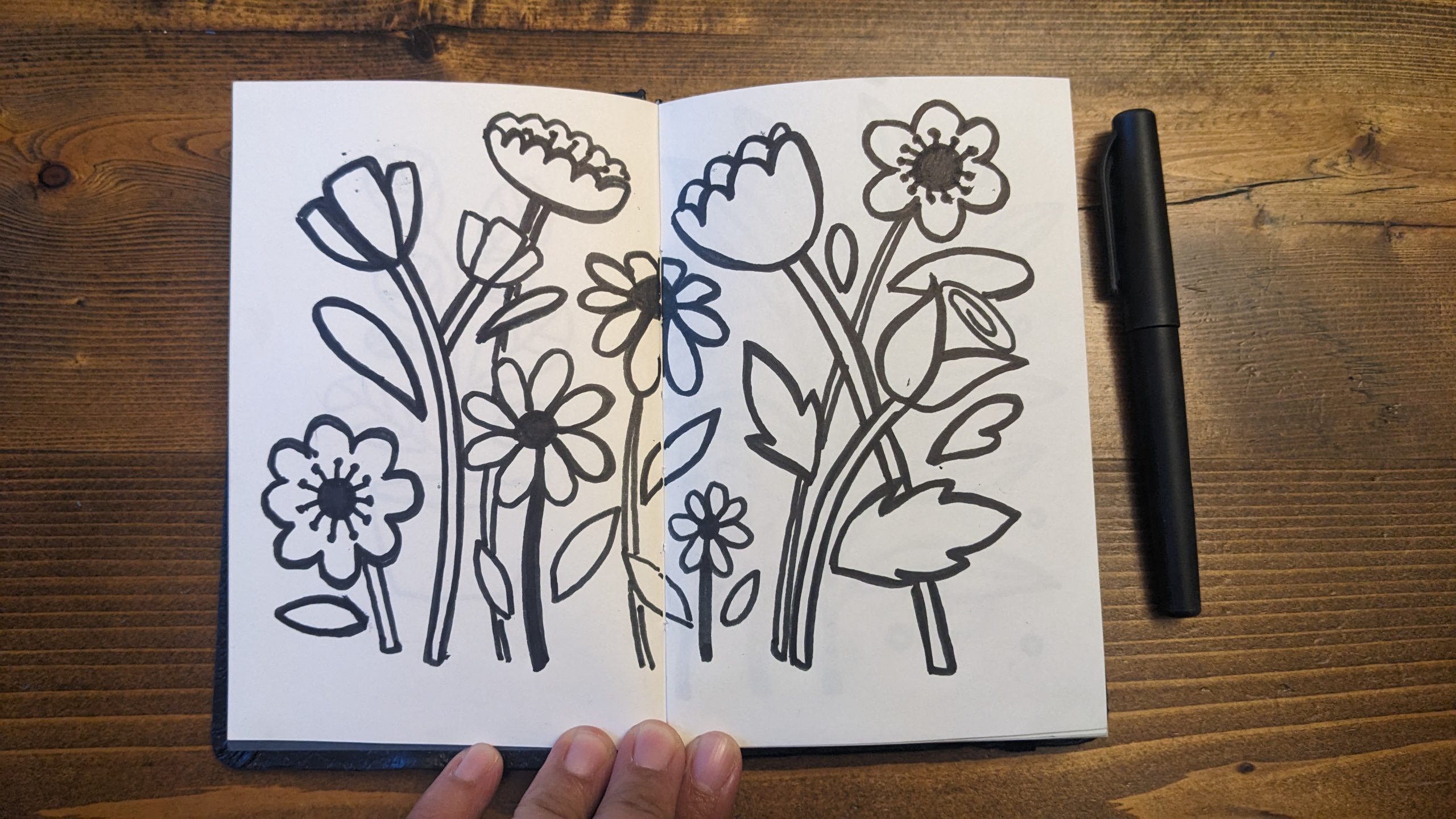 Flowers of different types across the page